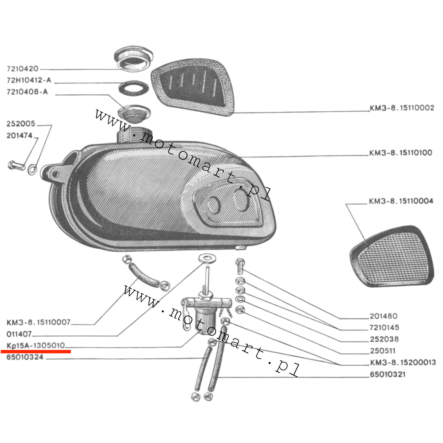 Kranik paliwa Dniepr MT kran rura zawór zbiornik bak Ural K750 M72 IZ Białoruś